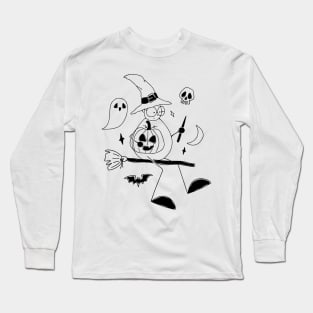 Halloween minimalist line art Long Sleeve T-Shirt